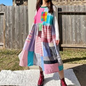 Handmade Quilted Patchwork Plaid Dress SKU 02256 Sleeveless